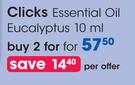 Clicks Essential Oil Eucalyptus-2 x 10ml