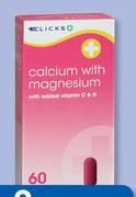 Clicks Calcium With Magnesium 60 Chewable Tablets-For 2