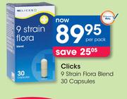 Clicks 9 Strain Flora Blend 30 Capsules-Per Pack