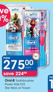 Oral-B Toothbrushes Power Kids D12 Star Wars Or Frozen-Each