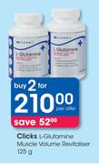 Clicks L-Glutamine Muscle Volume Revitaliser-2 x 125g