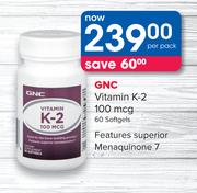 GNC Vitamin K-2 100 MCG-60 Softgels