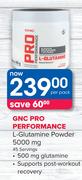 GNC Pro Performance L-Glutamine Powder 5000mg-45 Servings