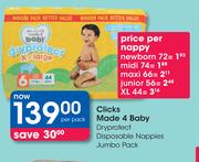 Clicks Made 4 Baby Dryprotect Disposable Nappy(Maxi) 66 Pack-Per Nappy