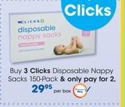 Clicks Disposable Nappy Sacks 150 Pack-Per Pack