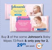 Johnson's Baby Wipes 72 Pack-Per Pack