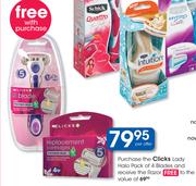 Clicks Lady Halo Pack Of 4 Blades+Razer-Per Offer