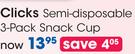 Clicks Semi-Disposable 3-Pack Snack Cup