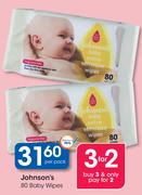 Johnson's 80 Baby Wipes