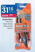 Super-Max Ultimate Triple Blade Disposable Razors-Per Pack