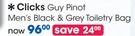 Clicks Guy Pinot Men's Black & Grey Toiletry Bag-Each