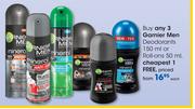 Garnier Men Deodorants-150ml Or Roll-Ons-50ml Each