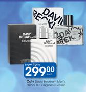 Coty David Beckham Men's EDP Or EDT Fragrances 60ml