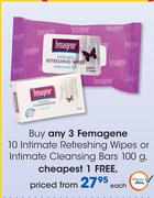 Femagene 10 Intimate Refreshing Wipes Or Intimate Cleansing Bars 100g-Each