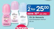 Oh So Heavenly Anti Perspirant Roll On-2 x 50ml