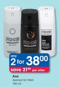 Axe Aerosol For Men-2 x 150ml