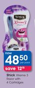 Shick Xtreme 3 Razor With 4 Cartridges-Per Pack
