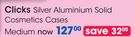 Clicks Silver Aluminium Solid Cosmetic Case Medium-Each