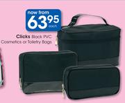 Clicks Black PVC Cosmetics Or Toiletry Bags-Each