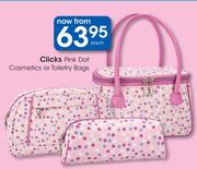Clicks Pink Dot Cosmetics Or Toiletry Bags-Each