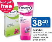 Mandy's Hair Removal Lotion And Wax Strips-Per Offer