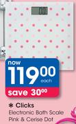 Clicks Electronic Bath Scale Pink & Cerise Dot-Each