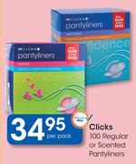 Clicks 100 Regular or Scented Pantyliners-Per Pack