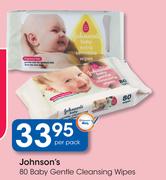Johnson's 80 Baby Gentle Cleansing Wipes-Per Pack