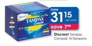 Discreet Tampax Compak 16 Tampons-Per Pack