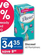 Discreet 60 Pantyliners-Per Pack