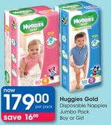 Huggies Gold Disposable Nappies Jumbo Pack Boy Or Girl-Per Pack