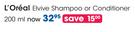 L'oreal Elvive Shampoo Or Conditioner-200ML Each