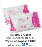 Clicks Skin Essentials 40 Or 60 Wipes-Each