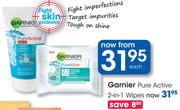 Garnier Pure Active 2-In-1 Wipes-Each
