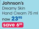 Johnson's Dreamy Skin Hand Cream-75ML Each