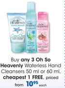 Oh So Heavenly Waterless Hand Cleansers 50ML Or 60ML-Each