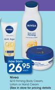 Nivea Q10 Firming Body Cream, Lotion Or Hand Cream-Each