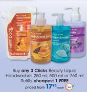 Clicks Beauty Liquid Handwashes 250ML, 500ML Or 750ML-Each