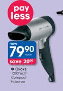 Clicks 1200 Watt Compact Hairdryer