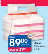 Clicks Baby Wipes-6x80 Per Pack