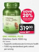 GNC Herbal Plus Odorless Garlic 100mg 100 Tablets-Per Pack