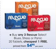 Rescue Select Blues, Stress Or Panic 20 Tablets-Per Pack