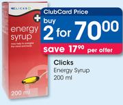 Clicks Energy Syrup-2x200ml