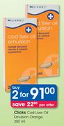 Clicks Cod Liver Oil Emulsion Orange-2x200ml