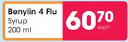Benylin 4 Flu Syrup-200ml Each