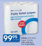 Clicks 2-Ply Toilet Paper, 18 Rolls-Per Pack