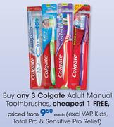 Colgate Adult Manual Toothbrushes(Excl VAP,Kids,Total Pro & Sensitive Pro Relief)-Each