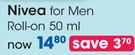 Nivea For Men Roll-On-50ml Each