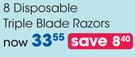 Super-Max 8 Disposable Triple Blade Razors-Each