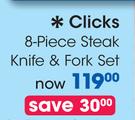 Clicks 8-Piece Steak Knife & Fork Set-Each